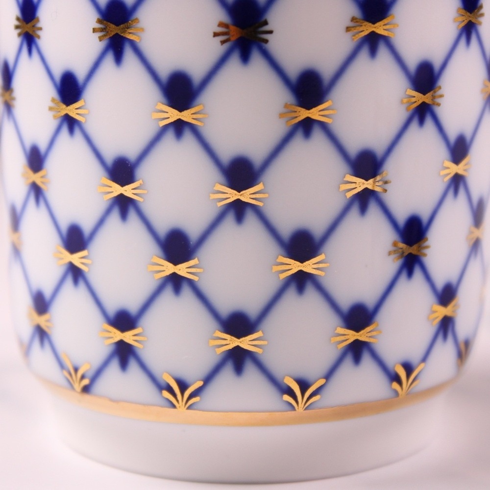 Lomonosov Cobalt Net Gold Decanter & 2 Shot Cups Set - Pristine Vintage LFZ 1C - Picture 8 of 10
